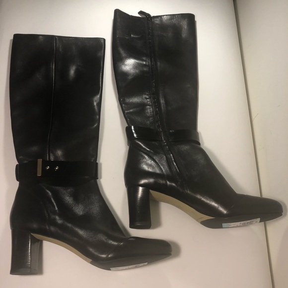 Shoes - Cole Haan black leather boots w/ heel size 9B